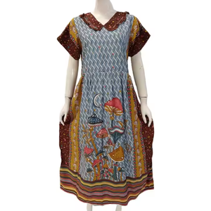 ชุดราตรีผ้าเรยอนระบายอากาศสำหรับผู้หญิงใส่ในชีวิตประจำวันสวมใส่สบายมีสายรัดเอวและคอเสื้อหยัก - Product Image 2