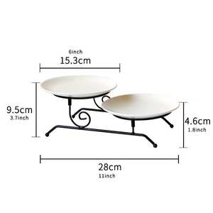 Soporte de hierro para pastel y pizza de metal de alta calidad personalizado en blanco y negro Pantalla ideal para bodas y servicio de postres - Product Image 2