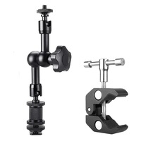 Bras magique articulé en métal de 7 pouces, Super pince crabe Kit pour Flash LCD moniteur LED vidéo lumière SLR DSLR appareil photo accessoire
