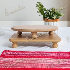 Tabouret en bois support de plante petit bureau Pot de fleur affichage rond décoratif plante Riser support pour intérieur os incrustation Console - Product Image 1