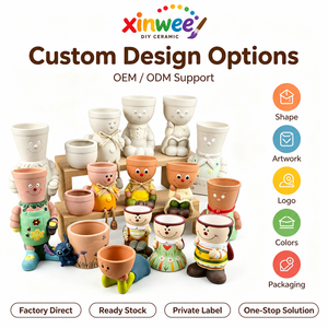 Kit de Pot de Fleurs en Céramique à Peindre Soi-même pour Enfants, Pot de Jardin en Terre Cuite DIY, Figurine, Ensemble d'Activités Artistiques et Artisanales - Product Image 4