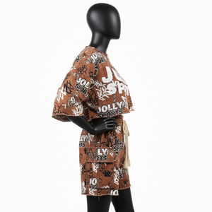 Conjunto de Top Corto y Pantalones Cortos de Felpa Francesa de Algodón Suave de Lujo para Mujer, Estampado Urbano Marrón, Logotipo Personalizado, 100% Algodón - Product Image 3