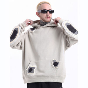 Sudaderas con capucha de hombre de peso pesado con parche de logotipo personalizado, Jersey de algodón con parche bordado, Sudadera con capucha con hombros caídos, sudaderas con capucha de talla grande - Product Image 1