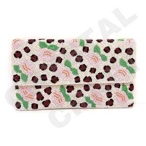 <b>Pink</b> <b>and</b> <b>Orange</b> Custom Beaded Party <b>Clutch</b> Evening <b>Bag</b> Designer Ladies Shoulder <b>Bags</b> Luxury Purses <b>and</b> Handbags Parties - Product Image 2