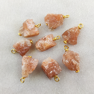 Pierre de soleil 8-10mm breloques enroulées en fil d'argent sterling - Product Image 2