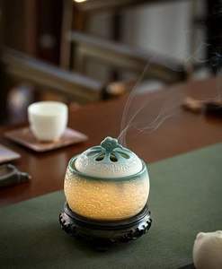 Quemador de incienso sin humo de lujo de latón metálico de diseño personalizado para fragancia de incienso puro sin humo - Product Image 3