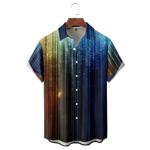 Nuevo estilo de verano para hombre, camisa informal hawaiana geométrica corta de manga corta para hombre, camisa hawaiana con botones Vintage informal estampada para hombre - Product Image 3