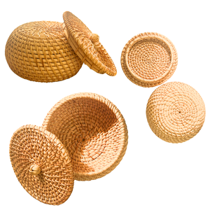 Add a Touch of Greenery to Your Home and Office RATTAN BASKET WITH LID Great for Organizing Your Living <b>Space</b> - Product Image 1