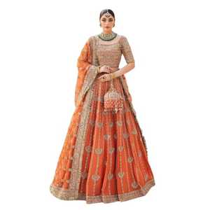 Heavy Lehenga Choli Dupatta Blouse Embroidery Work Stone Pearl Work Bridal Lahnga Lehenga Choli Wholesale Price - Product Image 1
