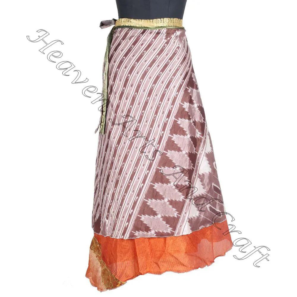 Bollywood 2 lapisan reversibel sutra ajaib Sari bungkus rok panjang 2 lapisan reversibel sutra ajaib Saris bungkus rok panjang sutra saree bungkus
