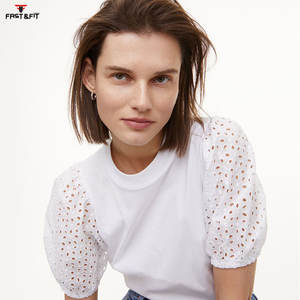 Nouveau modèle T-shirt uni à manches courtes pour femmes imprimé T-shirt slim fit ras du cou pour femmes - Product Image 2