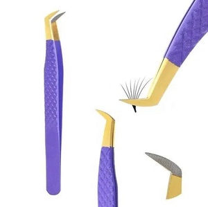 Pinces à cils professionnelles de qualité supérieure en acier inoxydable, anti-fatigue, anti-magnétiques, poignée confortable, poids équilibré, pour artiste des cils - Product Image 1