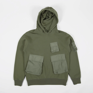 Sudadera con Capucha Cargo Color Caqui Personalizada al por Mayor, 430g, Forro Polar, 100% Algodón Orgánico, Ecológica, Transpirable, Lavado Ácido, Corte Regular para Invierno - Product Image 5