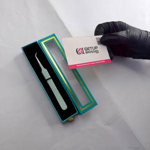 Pince à épiler antistatique et antimagnétique GETUP BROSONS IMPEX GBI-EET-5001 en acier inoxydable vert clair à 45 degrés pour extensions de cils 10 mm - Product Image 5