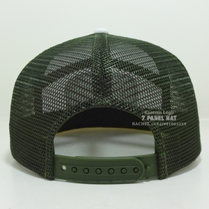 Chapeaux de camionneur à 7 panneaux brodés/tissés à bord plat, fermeture en maille blanche/noire pour la randonnée Couvre-chef du Vietnam - Product Image 6