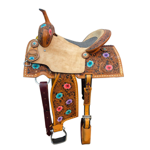 Directo de fábrica, cuero genuino, inglés, contacto cercano, juego de tachuelas de sillín de caballo saltador, productos de Carreras de Caballos ingleses - Product Image 1