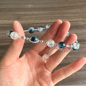 Simple Fashion Charm Bracelet with Alloy Star Galaxy Saturn Planet <b>Glass</b> Beads Link <b>Chain</b> Charm - Product Image 6