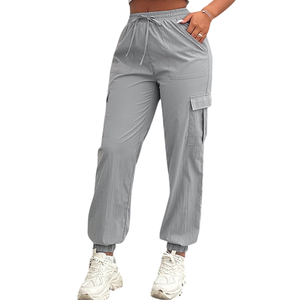 Pantalon cargo droit en toile pour homme, taille mi-haute, cordon de serrage, jambe large, coupe ample, pour un look professionnel élégant - Product Image 6