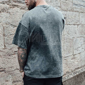 เสื้อยืดผ้าฝ้าย100% ลายกรดสำหรับผู้ชายผ้าถักลายสีทึบระบายอากาศได้ดีปรับแต่งโลโก้ได้ตามต้องการ - Product Image 3