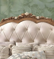 Juego de Dormitorio de Madera de Teca Maciza de Estilo Europeo Tradicional de Lujo, Cama King Size Clásica Tallada a Mano, Ecológica y Duradera, 2 Mesitas de Noche