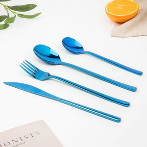 Prix de gros Fourchette Cuillère Couteau Rose Acier Inoxydable Métal Polonais 6 Pc Mariage Couverts Or Couverts Ensemble - Product Image 6