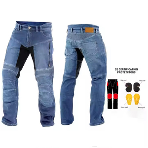 Pantalon en jean pour homme, de haute qualité, tissé, délavé à la pierre, vêtements de course moto avec protections en Kevlar - Product Image 3