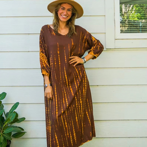 Vestido Maxi Holgado Moderno y Sencillo de Marca Privada OEM, Diseño Sólido, Elegante, Transpirable, Manga Larga, para Vacaciones, Exportador Indio - Product Image 1