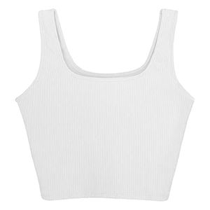 Débardeur court en tricot côtelé basique Couleurs décontractées pour femmes Débardeur court côtelé sans manches Top court basique encolure dégagée Cro - Product Image 5