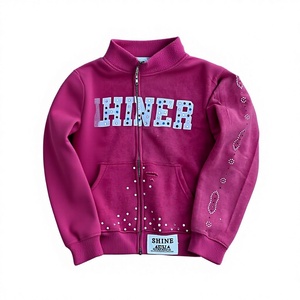 Sudadera con Capucha de Invierno para Hombre de Calidad Premium, Tejida, con Patrón de Letras con Efecto Desgastado y Pedrería en la Parte Delantera, en Tela de Forro Polar de Más de 450 g/m² - Product Image 3