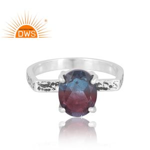 แหวนพลอยควอตซ์สองชั้นทำจากอเล็กซานไดรต์ชีวภาพทำจากเงินสเตอริงเครื่องประดับดีไซน์ตามสั่งสำหรับเป็นของขวัญสำหรับผู้หญิง - Product Image 3