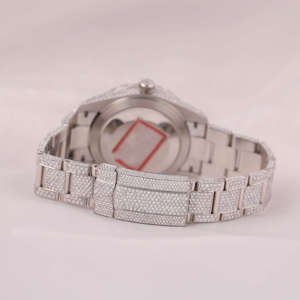 Reloj de pulsera Bling Trendsetters de alta calidad, esfera gris verde romana completamente helada, VVS Moissanite pantalla analógica, ventana de esfera de cristal - Product Image 3