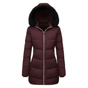 Nouveau blazer d'hiver pour femmes, blazer écologique, col en fourrure, veste à capuche en polyester pour femmes, blazer chaud, vêtements d'extérieur pour filles, fermeture éclair - Product Image 5