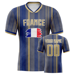 Camiseta de fútbol de Francia personalizada para hombres, mujeres y niños, nombre y número impresos personalizados, Estilo Chaleco, regalos para amantes del fútbol, conjuntos de aficionados - Product Image 1