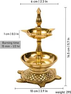 Lampe à huile en laiton Ghee Aarti Jyot Diya Arti pour Puja Heavy One avec poignée - Product Image 2