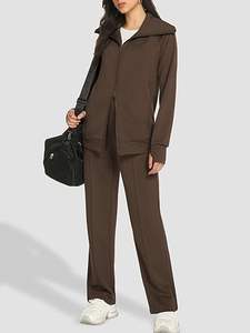 Conjunto Deportivo Informal de Felpa Gruesa Estampada para Mujer, Cálido, Corte Regular, para Gimnasio, Deportes y Descanso - Product Image 4