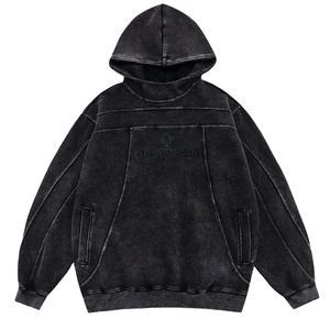 2025 sweat à capuche décontracté en gros poids lourd Vintage surdimensionné pull à capuche hommes 500Gsm respirant polaire lavage à l'acide à capuche pour homme - Product Image 1