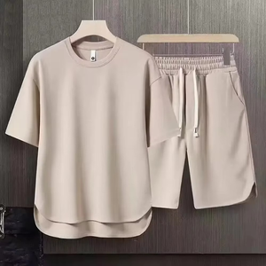 Ropa Deportiva de Secado Rápido para Hombre, Camisa Corta de Algodón, Transpirable, Informal, 2 Piezas, Verano, Novedad - Product Image 2