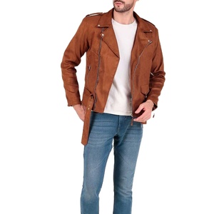Veste pour hommes en cuir véritable, coupe-vent respirante avec col montant, coupe ajustée, nouvelle collection - Product Image 4