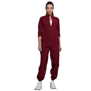 Alta calidad Fitness manga larga entrenamiento mujer moda deporte Zipup Stand Collar capucha y Jogger chándal transpirable al por mayor - Product Image 4