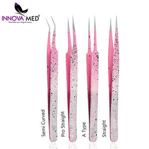 Pince à cils de haute qualité en acier inoxydable premium, pinces à cils faites à la main, antidérapantes, à pointes courbes et droites, outil professionnel - Product Image 4