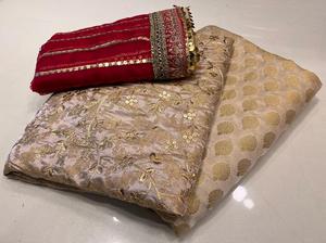 Trendsbycp Sang Trọng Tinh Khiết Jamawar Banarsi Áo Sơ Mi Quần Sẵn Sàng Để Mặc Dupatta 3 Mảnh Không Khâu Khâu Phụ Nữ Phù Hợp Với Trang Phục Chính Thức Mặc ANarkali - Product Image 6