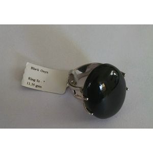 Shah Gems Women's Natural Black Onyx <b>Ring</b> 925 Sterling <b>Silver</b> Gemstone Bezel <b>Set</b> <b>Ring</b> Free Size for Gift - Product Image 4