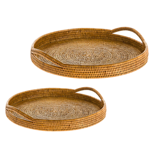 ตะกร้าหวายสานทรงกลมทำด้วยมือสำหรับบริการรูมเซอร์วิสตะกร้าหวายถาดหวายธรรมชาติ - Product Image 1
