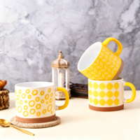 Mug à café en céramique peint à la main de haute qualité avec bord coloré Vaisselle promotionnelle pour cadeaux Tasses en céramique