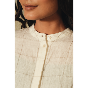 Camisa Holgada de Algodón y Seda para Mujer, Talla XL, con Estampado a Cuadros y Cuello Alto, Estilo Casual para Primavera y Otoño, Marca AHANA - Product Image 4