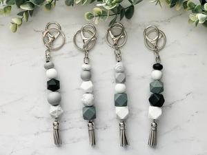 Porte-clés en marbre noir et blanc, Porte-clés en marbre pour étudiant, Porte-clés en marbre de pierre naturelle - Product Image 6