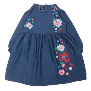 Robe en jean brodée pour filles - Bleu foncé - Product Image 3