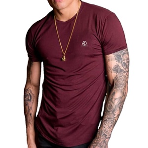 T-shirts personnalisés 95% coton 5% Spandex Fitness Gym Wear ourlet incurvé Muscle Slim ajusté vêtements pour hommes T-shirt pour hommes - Product Image 2