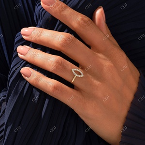 IGI Certified Real Diamond Manufacturer Pave Diamond Open Eye Ring Anillo de protección de anillo de apilamiento minimalista 0.16CTW 1,40 MM Band - Product Image 1