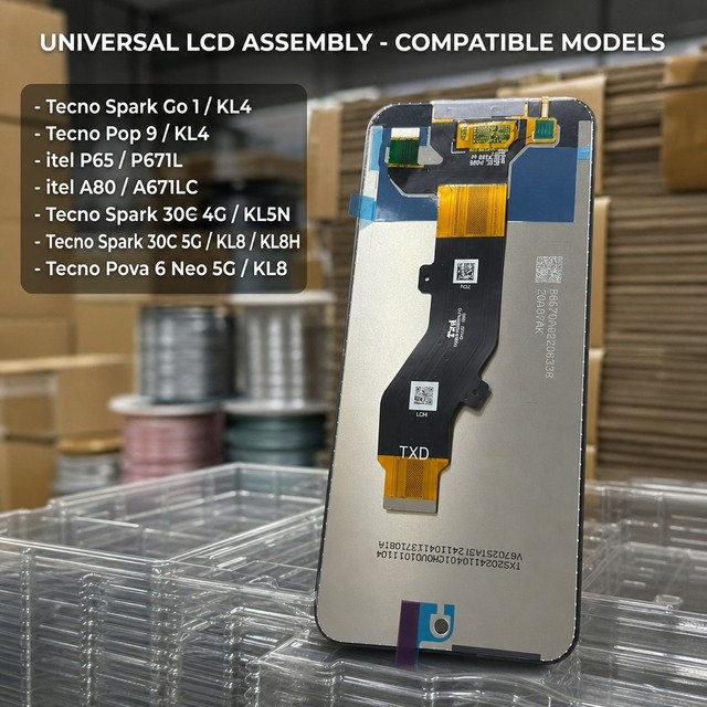 Compatible Mobile Phone LCD Screen Assembly Touch Digitizer Replacement for Tecno Spark Go 1 KL4 Pop 9 P671L